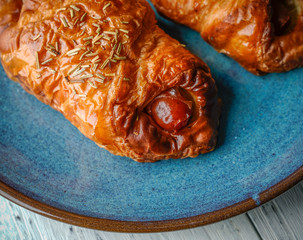 Sausage bread on a plate