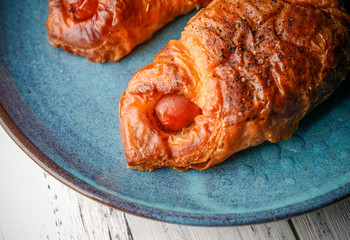 Sausage bread on a plate