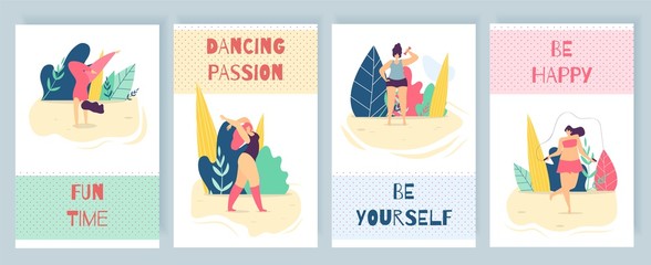 Flat Motivation Woman Promotion Cartoon Text Card