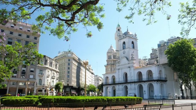 BUENOS AIRES - DECEMBER 24, 2017: Plaza de Mayo in the city of Buenos Aires during sunny day, Argentina
