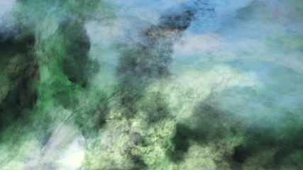Fototapeta na wymiar Abstract fantastic green and blue clouds. Colorful fractal background. Digital art. 3d rendering.