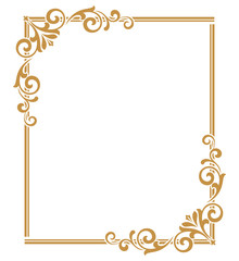 Decorative frame Elegant vector element for design in Eastern style, place for text. Floral golden border. Lace illustration for invitations and greeting cards.