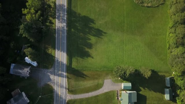 Aerial footage taken from a drone of a small back country road in scenic West Burke, Vermont.