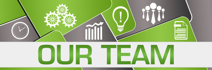 Our Team Green Grey Rounded Squares Texture Symbols 