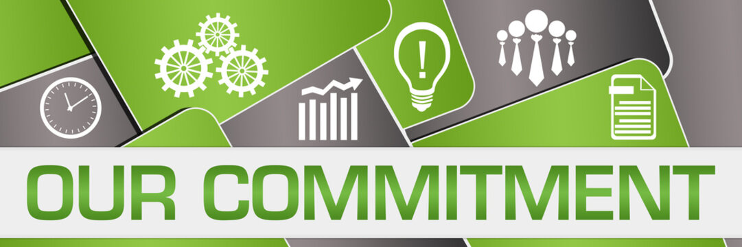 Our Commitment Green Grey Rounded Squares Texture Symbols 