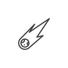 Comet tail flame line icon. Meteor linear style sign for mobile concept and web design. Falling fireball outline vector icon. Symbol, logo illustration. Pixel perfect vector graphics