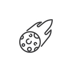 Falling Fireball comet line icon. linear style sign for mobile concept and web design. Flying cosmic meteor outline vector icon. Symbol, logo illustration. Pixel perfect vector graphics