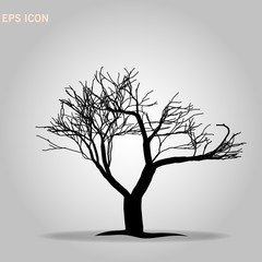 Tree Silhouette Isolated on White Backgorund. Decorative tree icon. Vecrtor Illustration. EPS 10