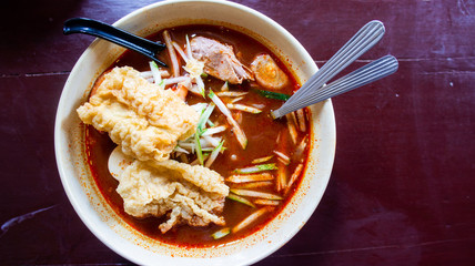 Authentic Malaysia food known as asam laksa