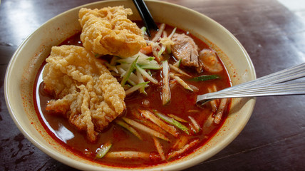 Authentic Malaysia food known as asam laksa