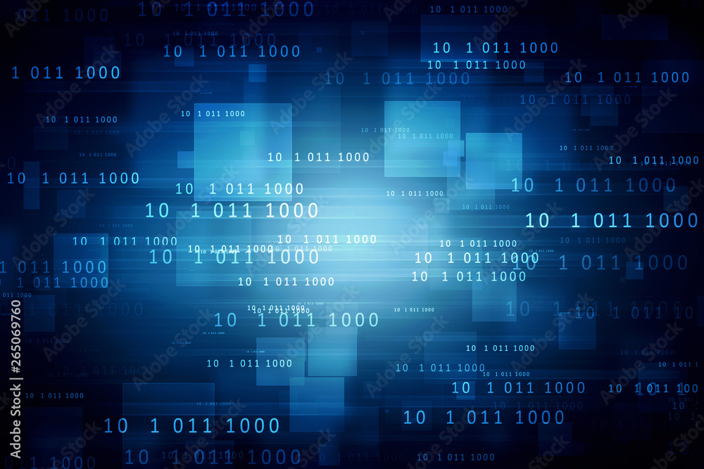 Poster 2d illustration abstract digital binary data on computer screen