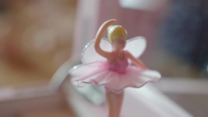 Ballerina twirls on wind up music box