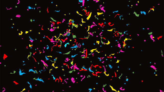 Colorful Confetti On black Background. Celebration & Party backdrop