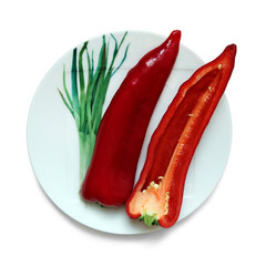 Two halves of red pepper