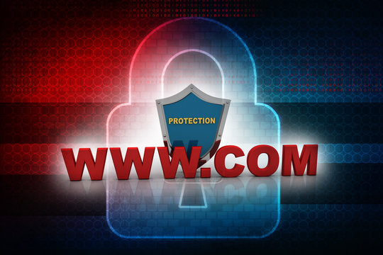 3d rendering WWW.com with shield
