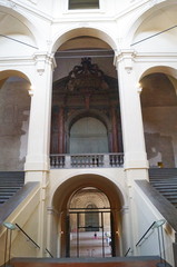 Monumental entrance to the Pilotta Palace in Parma, Italy
