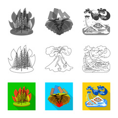 Vector illustration of weather and distress icon. Collection of weather and crash stock vector illustration.