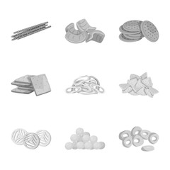 Vector illustration of product and menu logo. Set of product and bar stock vector illustration.