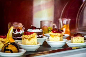 Sweet food is served at the hotel’s buffet.