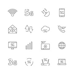 5g. Network icon free wireless safety technology cloud phone internet 4g vector symbols. Type of internet connect technology, wireless and broadcast
