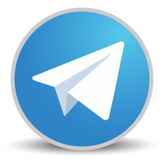 White paper plane on blue background. Vector illustration. Telegram icon