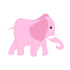Pink elephant isolated on white background for printing, baby fabrics