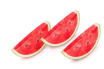 Watermelon slices Laid out as a pattern on a white, clean looking surface, one of the juicy fruits Colorful And good for health