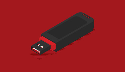 Isometric usb flash vector icon for web design