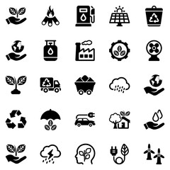 Ecology Icon Set - vector illustration . ecology, grow, plant, recycle, recycling, energy, power, icons .