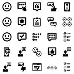 Feedback & Review Icon Set - vector illustration . feedback, review, customer feedback, customer review, customer, rating, satisfaction, icons .