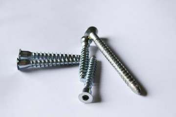 Screws on a white background