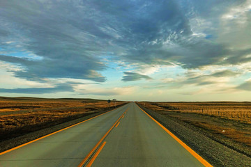 Road in Tierra del Fuego in Argentina