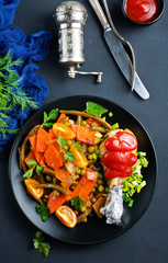 vegetables with chicken leg