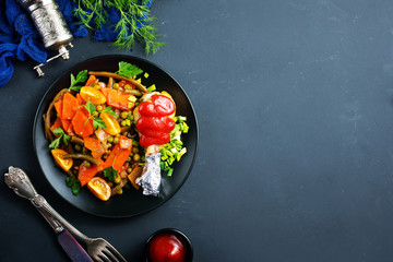 vegetables with chicken leg