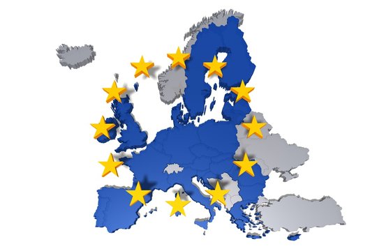 eu map europe european union political 3d render eurozone graphic image isolated on white background