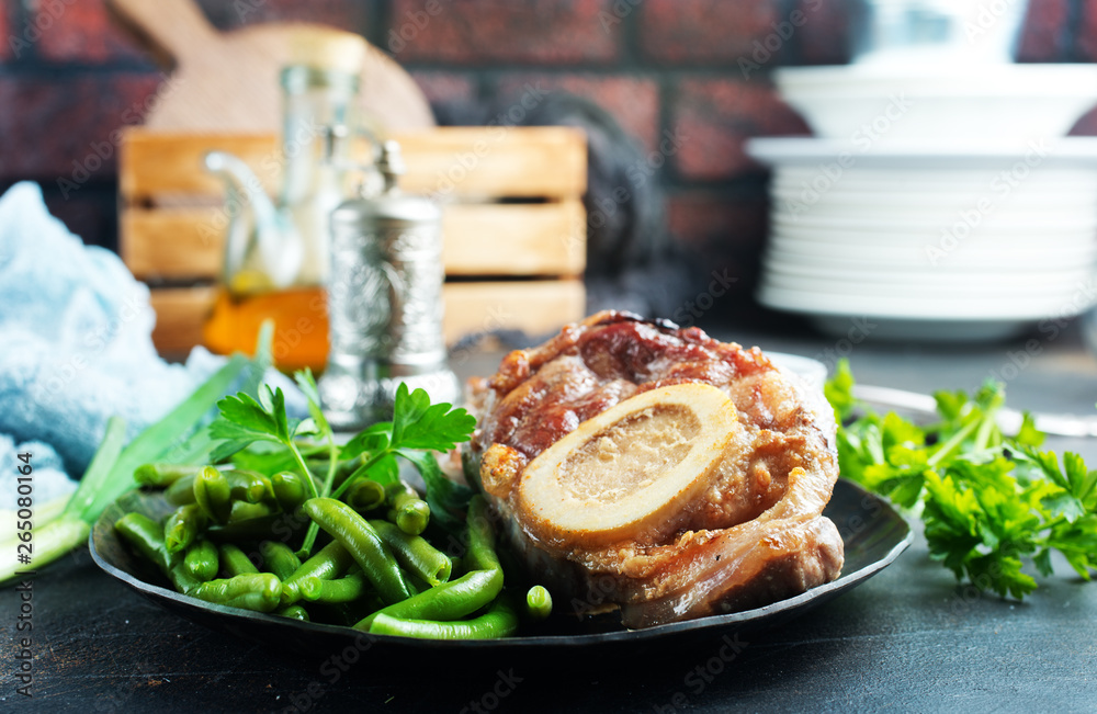 Poster fried meat on plate