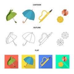 Vector illustration of protection and closed sign. Collection of protection and rainy vector icon for stock.