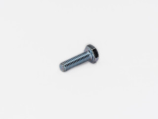 Zinc plated tap hexagonal metric screw bolt din 933 on white.
