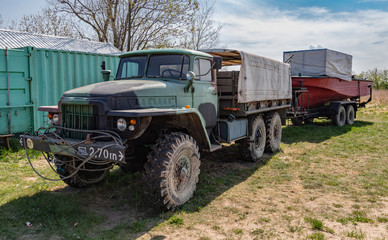 Fototapeta na wymiar Soviet track car Ural 375.