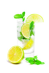 Mojito cocktail isolation on a white