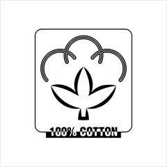 One Hundred Percent Cotton Icon, 100% Cotton Icon, Cotton Flower Icon, Cotton Ball, Cotton Fiber