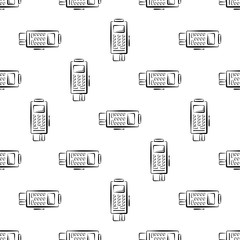 Fototapeta premium Pos Terminal Icon Seamless Pattern