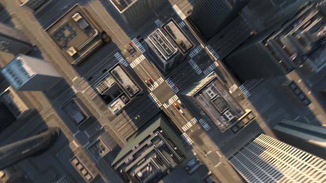 3D city zoom at the top view