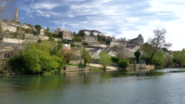 Beautiful landscape of Vienne river bank. Poitiers. France. Flat plane