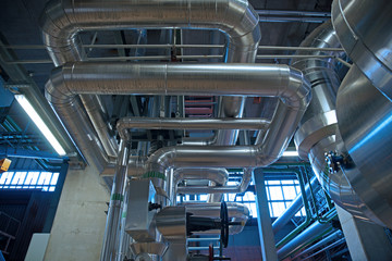 Industrial Steel pipelines, valves, cables and walkways