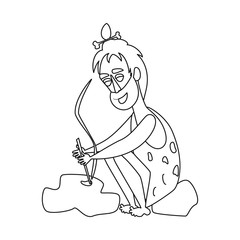 Vector design of man  and caveman icon. Set of man  and stone   stock symbol for web.