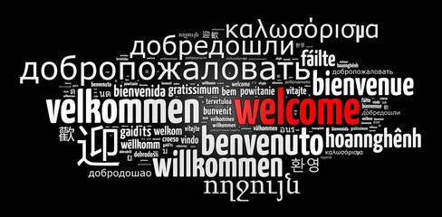 Fototapeta premium Word Welcome in different languages