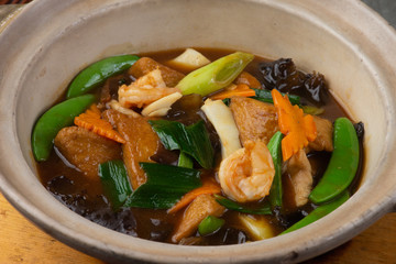 chinese claypot tofu with mixed vegetables