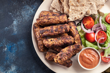 Kebapche or cevapcici, balkan minced meat kebab