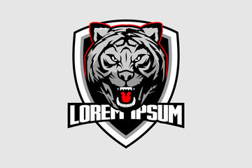 Fototapeta premium colored angry tiger head vector logo template